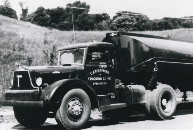 1945 - Terpening sells the dairy business to focus on hauling petroleum products. Tractors are gasoline-powered, and trailers are steel.