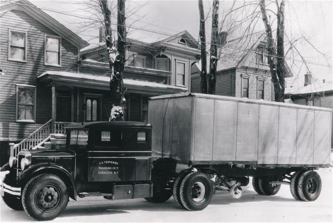 1935 - The fleet was running with Brockways. This insulated trailer would haul frozen 5-gallon cardboard containers to and from NYC.